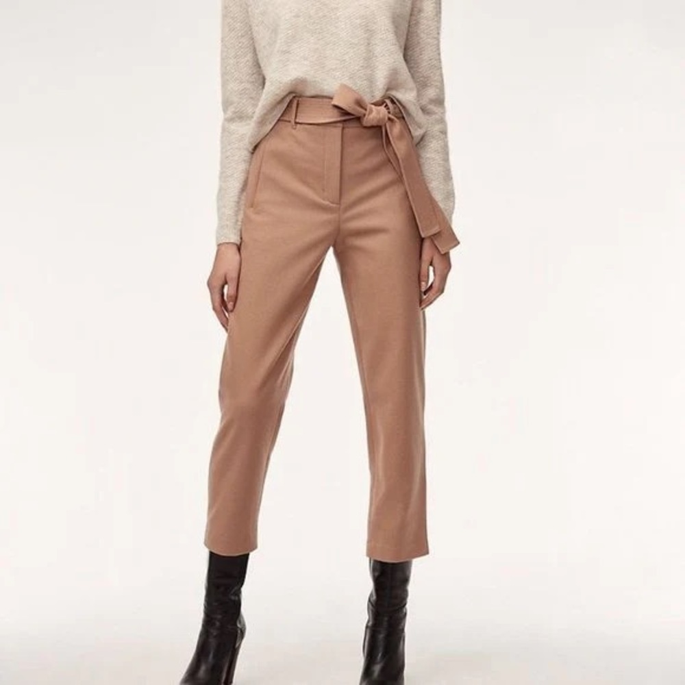 WILFRED Jallade Houndstooth Tie Front High Waist Trouser Aritzia